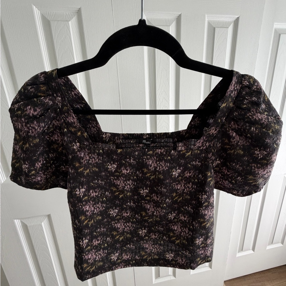 Madewell Floral Puff Sleeve Crop Top